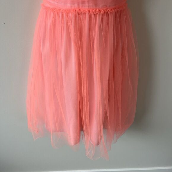 J. Crew Lynette Tulle Cocktail Dress Neon Coral Cocktail Balletcore Size 00 $228 - Picture 9 of 15